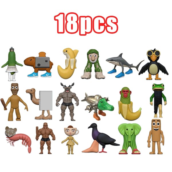 Italiensk Brainrot Figures Set – Tralalero, Bombardino, Crocodilo, Bananini – Samlardockapresent 18pcs