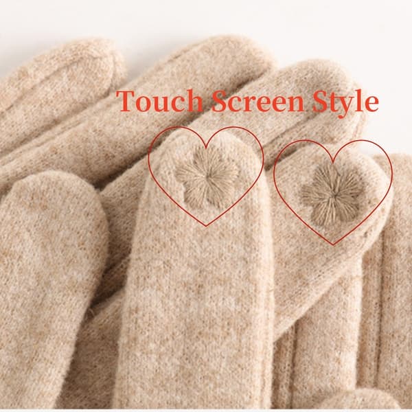 Varm Touch Screen Cashmere Handsker til Damer - Fuldfinger vintervanter til udendørs cykling light gray Gloves Size One Size