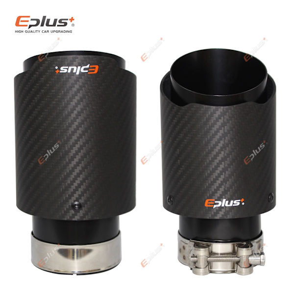 EPLUS Bil Matte Kulfiber Lyddæmper Tip Udstødningssystem Rør Lyddæmpere Dyse Universal Lige Rustfrit Stål Sort Til Akrapovic 60mm-89mm