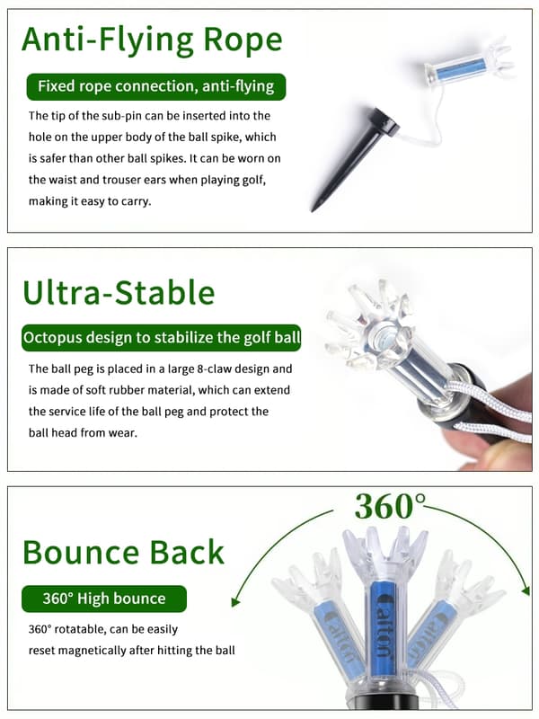 Förbättra ditt golfspel med Caiton 5st magnetisk plast golf-tee-set - 360 graders studs 5pcs 85mm