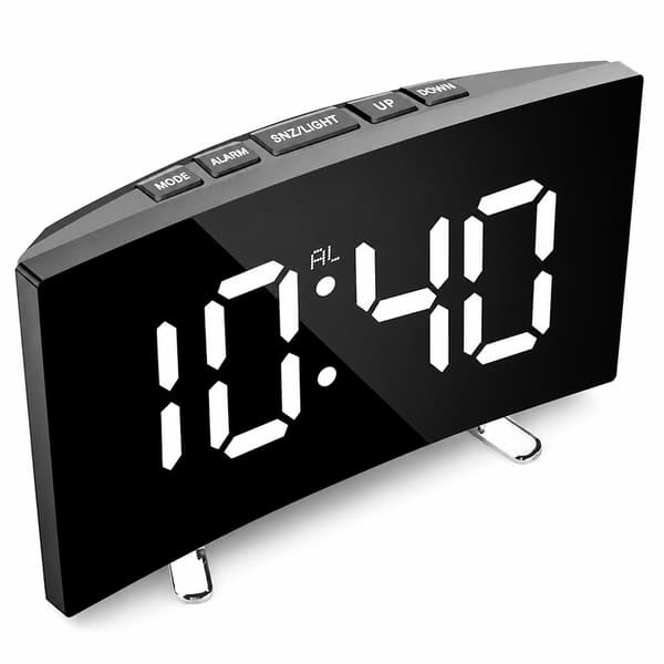 Elektronisk væg- og bordur med lydløst design – Digitalt LED-spejlur med stort display White light