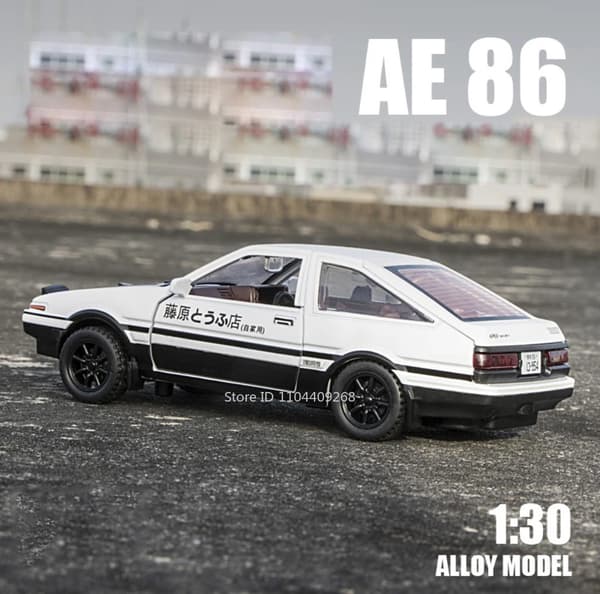 1:30 Skala Initial D AE86 Legetøjsbilmodel Legeringskarosseri Gummidæk Støddæmpning Pull Back Simuleringskøretøjer Drengefødselsdagsgave Black