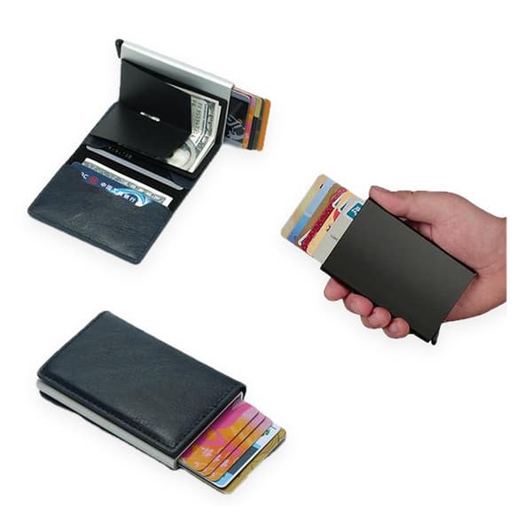 PopUp Smart card holder pushes forward 8 Cards RFID-NFC Safe!! Black