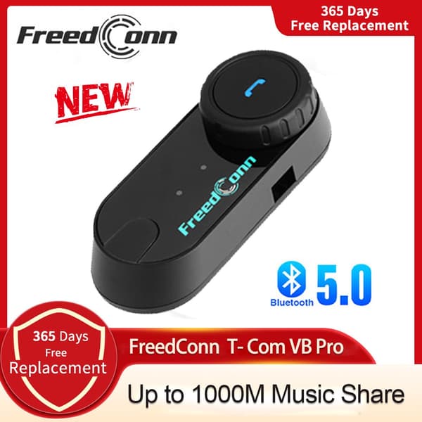 Freedconn Hjälm Bluetooth Headset Grupp Motorcykel Intercom Hörlurar FM Musikdelning Intercom Upp Till 6 Förare T Com VB VB-One Set