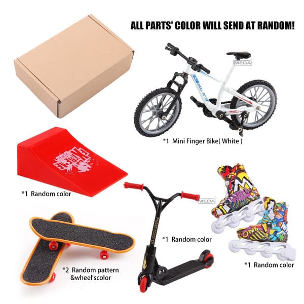 Fingerskatepark-kit 6 delar Mini-fingerskateboardrampset Skatepark-kit Miniskateboardsramper och mountainbikes Barnpresent 25-17A-white