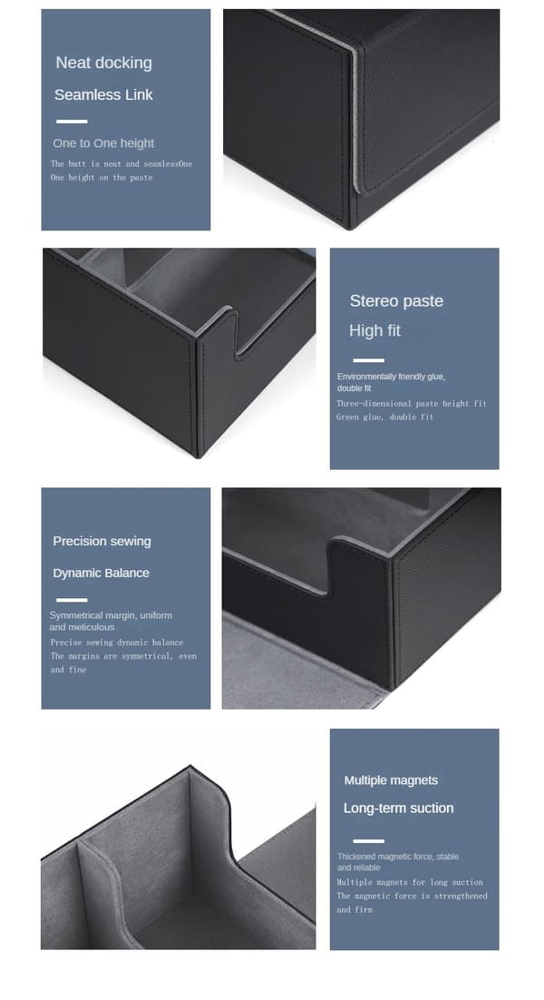 Opbevaringsboks til 1800+ samlekort PU læder Commander Card Deck Case Magnetisk lukning Kortholder Passer til Magic Game Cards red - Inner Grey