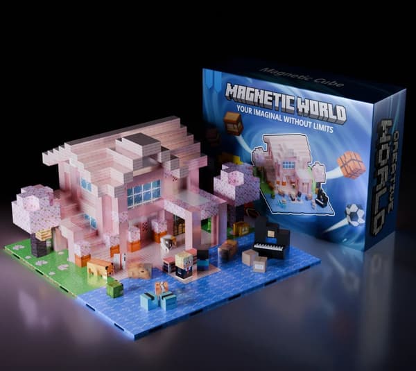 Magnetiska byggklossar för barn 3+ - DIY Pixel-modeller & STEM-leksaker med bottenplatta random 100 pcs cube