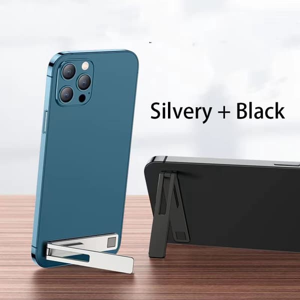 Ultratunt metallfällbart telefonstativ Mini osynlig bärbar hållare för iPhone Samsung Black-1pcs