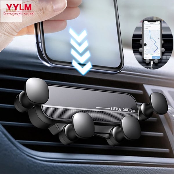 Gravity Biltelefonholder Luftventilmontering Universal Mobilstativ til iPhone 13 12 Xiaomi GPS Black Style A