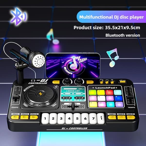 Kids DJ Mixer Toy - Multifunktionelt lydkort & Whac A Mole Game - Perfekt fødselsdagsgave! WHITE