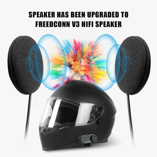 Freedconn Hjelm Bluetooth Headset Gruppe Motorcykel Intercom Hovedtelefoner FM Musikdeling Intercom op til 6 Kørere T Com VB VB-One Set