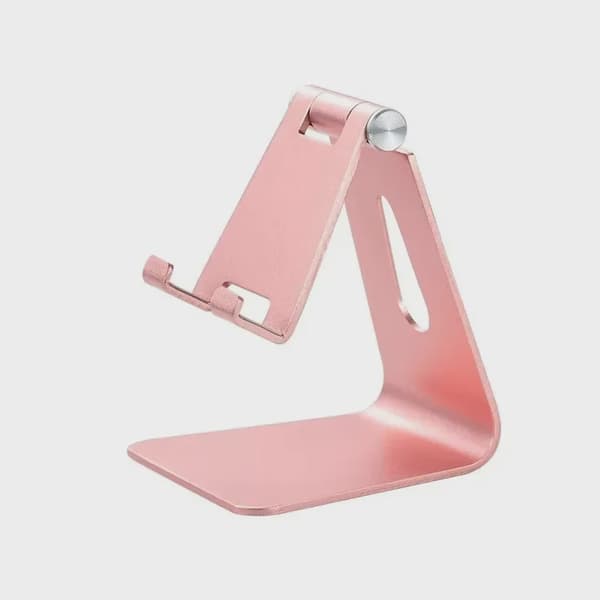 Justerbar aluminiums stativ til stationær telefon og tablet, mobiltelefonholder Pink-2