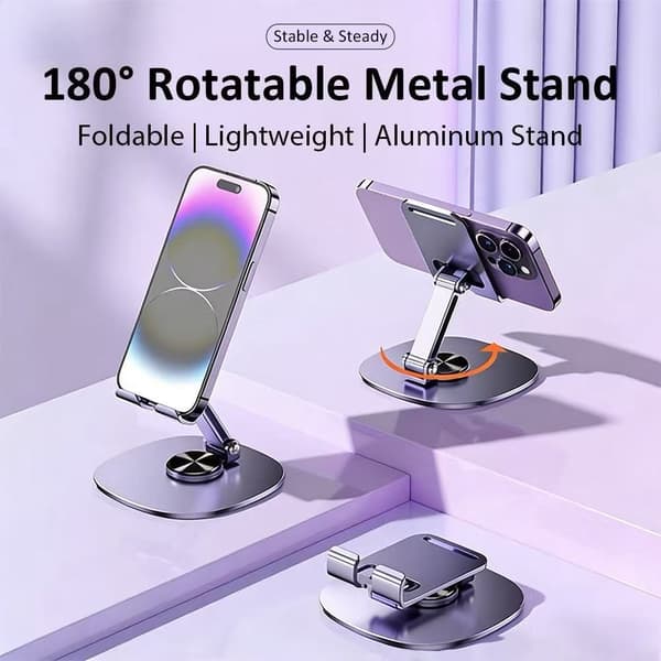 360° roterbar bærbar tablet- og telefonholder til iPad, iPhone 15, Xiaomi skrivebordsmontering purple 1pc