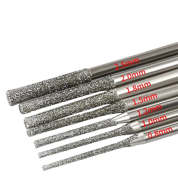 5-delade 0,8-2,5 mm diamantbelagda borrbitar 2,35 mm skaft glas jade bärnsten 5 pcs  0.8 mm