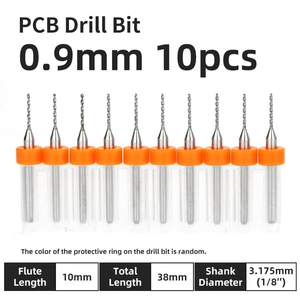 LUFEICNC 10-delars 0,1-3,175 mm kretskortsborr Mikroborr 1/8" fast skaft Kretskort Mini PCB 1.5 mm 10 pcs