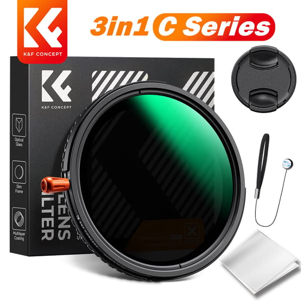 K&F Concept 3-i-1-filter ND CPL 1/4 svart diffusionsfilter ND2-ND32 1/4 svart dimma Pro-filter multifunktionsfilter 67 mm 37-82 mm 3in1 Filter Caliber 52mm