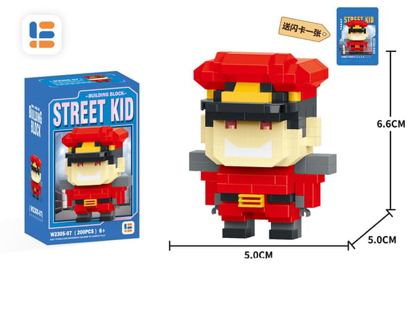 Ken Masters Street Fighter Building Blocks - Kawaii Action Toy Present för barn, ABS-kvalitet JM230510 With Box