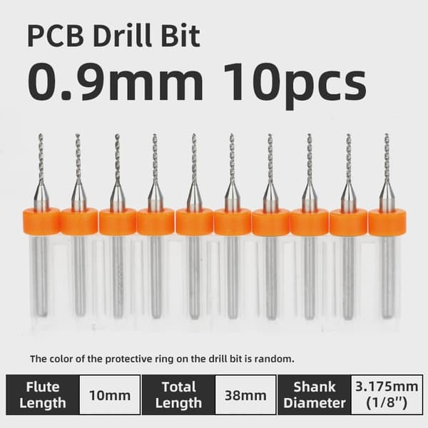 10-delt PCB-mikroboresæt 0,1-3,175 mm wolframkarbid printkort med 1/8" fast gevind PCB 0.2 mm 10 pcs