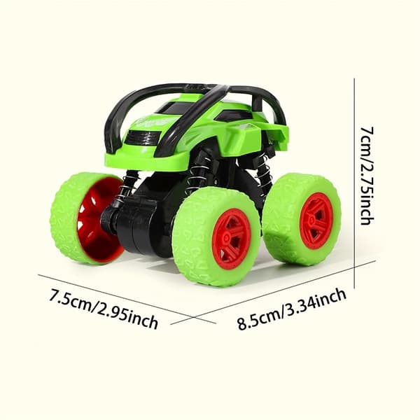 Tröghetsdriven fyrhjulsdriven stuntbil leksakshjulande fordon för barn lämplig för Halloween jul tacksägelsepresenter green
