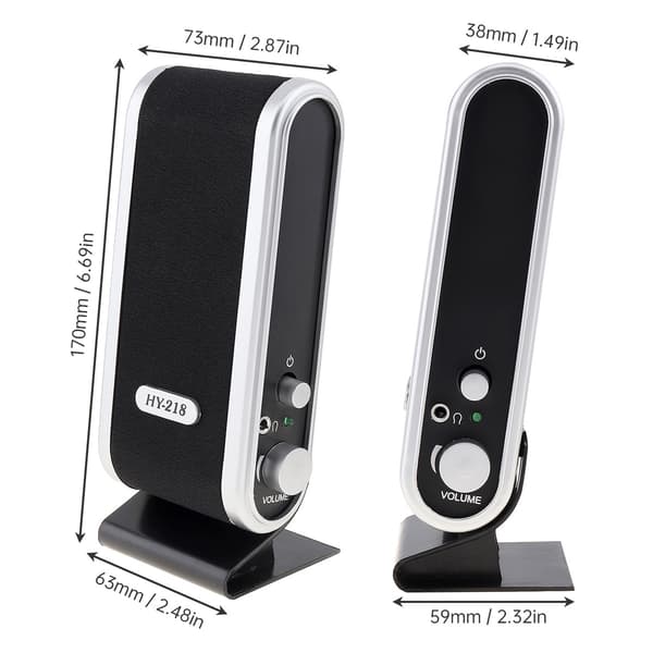 HY-218 6W USB 2.0 Kablet USB Strøm Notebook Højttalere Stereo 3,5 mm Lydstik Bærbar Højttaler til PC Bærbar Computer M AC black