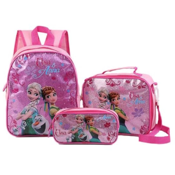Pink Frozen Rygsæk Skoletaske 3 Pack fødselsdagsgave Pink