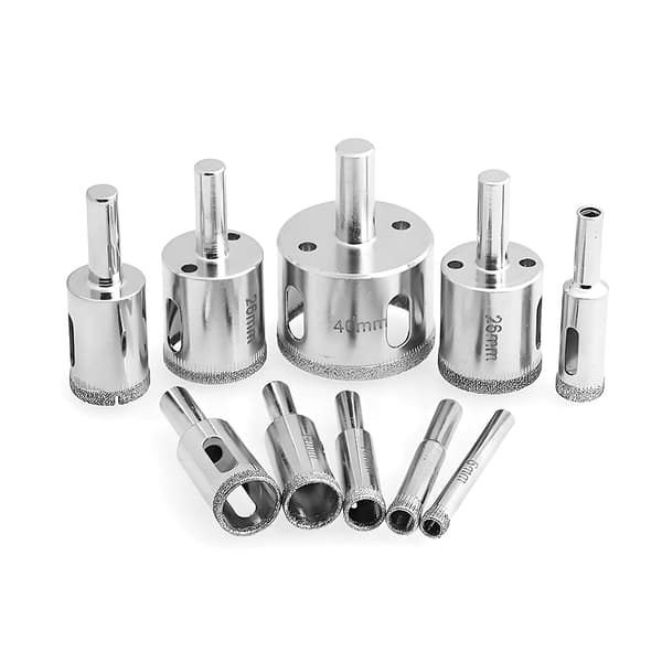 1-delad 3-55 mm diamantbelagd borrhålsåg för glas, marmor, granit, sten, kakel, keramikhål 9 mm