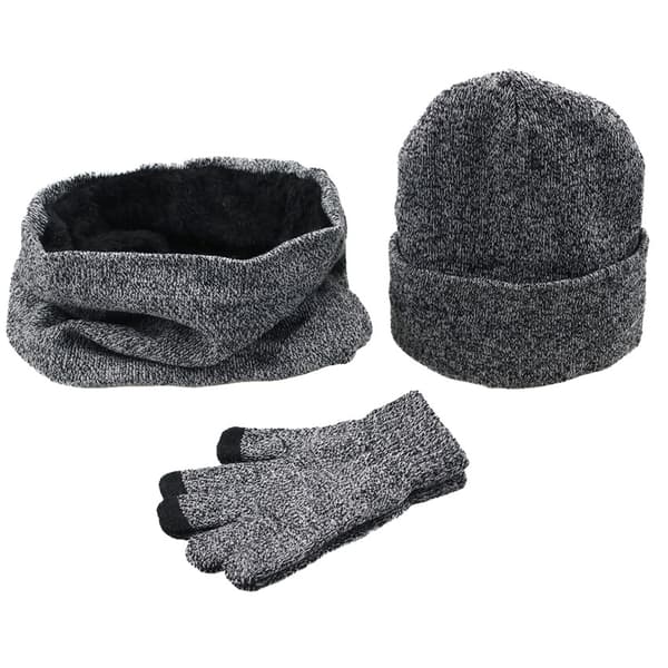 Vinterstickad mössa Scarfhandskar för män och kvinnor - plus sammetsmössa, halsduk och vantar LightGray Size One Size