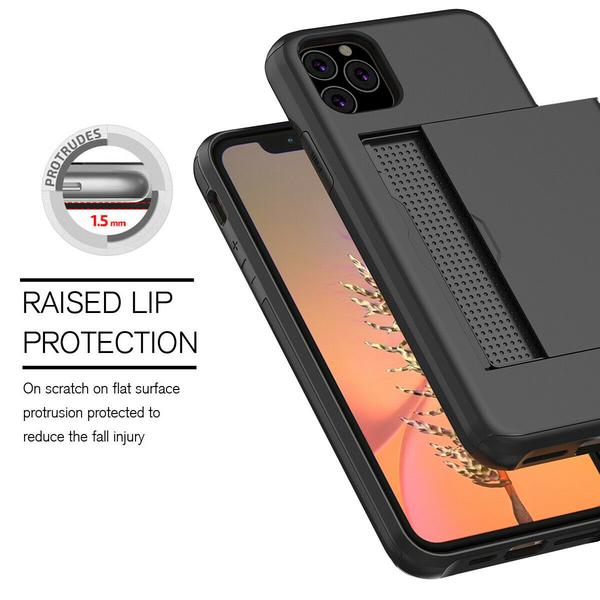 iPhone 11 Shockproof Cover with Card Compartment 5 Color Wallet Black Till iPhone 11 Svart