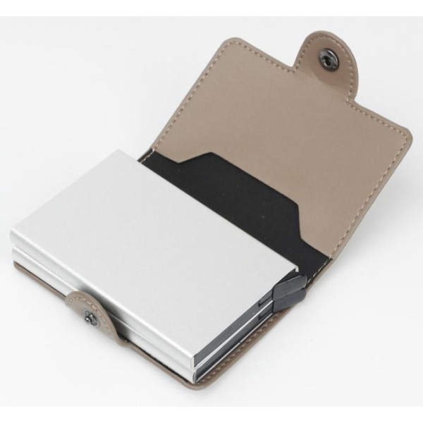 Dubbel Stöldskydds Plånbok RFID-NFC Säker POP UP Kortshållare Brown Brun- 12st Kort