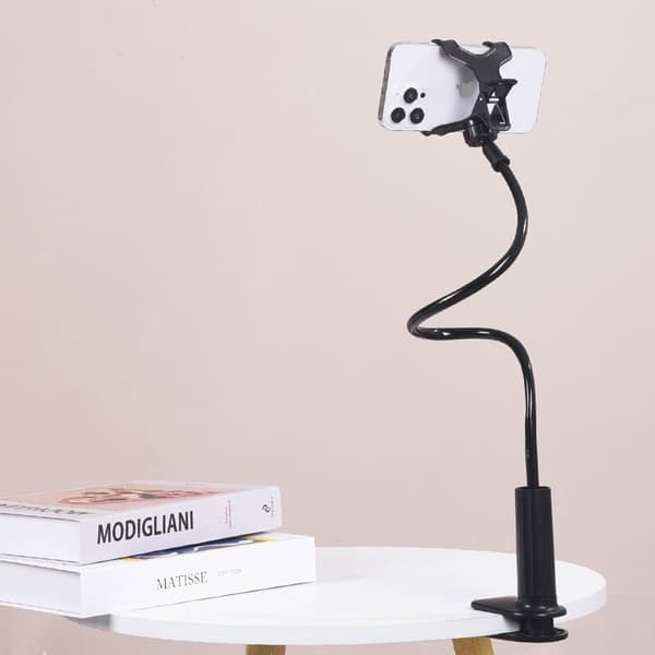 70 cm fleksibel telefonholder stativ klemmemontering til iPhone Samsung 3,5-6,7" enheder black