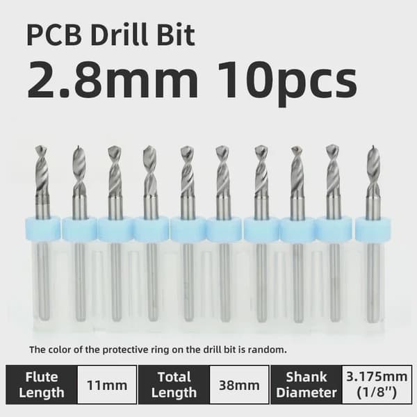 PCB-borehoved 10-delt wolframstål mikrodiameterborehovedsæt 1/8" mini CNC-boremaskine med fast PCB 1.1-2.0 mm 10 pcs