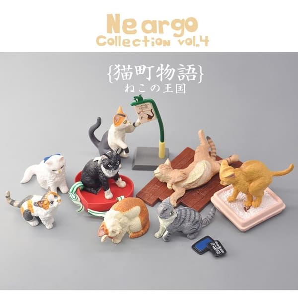 Simulering Djur Kattscen Kawaii Anime Statisk statisk statyett Blind Box Leksaker Samling Desktop Ornament Barn Presenter 10pcs