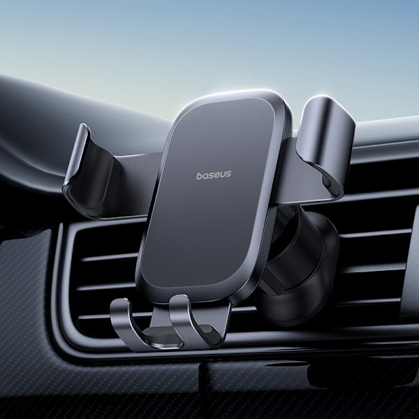 Baseus Metal Gravity Bilholder Luftventilatorstativ til iPhone Xiaomi Samsung Huawei Realme Silver