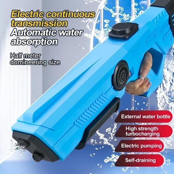 Elektrisk automatisk vandpistol til børn og voksne - Strand- og sommerleg blue
