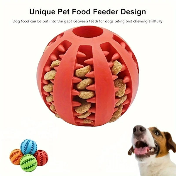 Hundelegetøjsbold, giftfri bidresistent legetøjsbold til hunde, hvalp, kat, hundefoder, godbidsfoder, tyggetandrensende bold red Size 2.75 inch