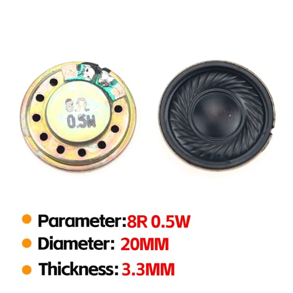2 st 8R 0,5W högtalare i olika storlekar, 20 mm–66 mm diameter, för utbyte av ljudutrustning NO.11