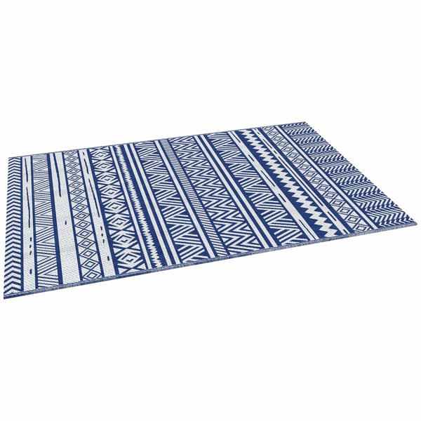Udendørstæppe 182x274 cm, foldbart og vendbart, i blå og hvid polypropylen
