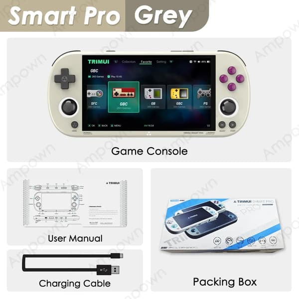 Trimui Smart Pro Handheld Game Console 4,96''IPS-skärm Linux System Joystick RGB-belysning Smartpro Retro Grey 64G(8K Games)