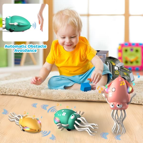 Interactive Magic Dancing Octopus Toy with Lights & Music for Kids - Crawling Squid Gift Green
