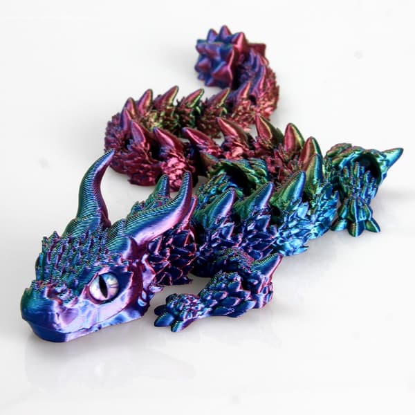 3D-tryckt Magic Dragon Toy – Ledad rörlig ledfidget – Gåva för skrivbordsdekorationer Black Gold