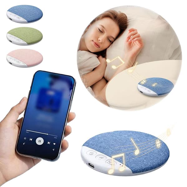 Bluetooth 5.4 högtalare för sovrum med kudde, ljudmaskin för underkudden med stöd för vitt brus, 30/60/90 minuters timer, hi-fi stereoljud Blue