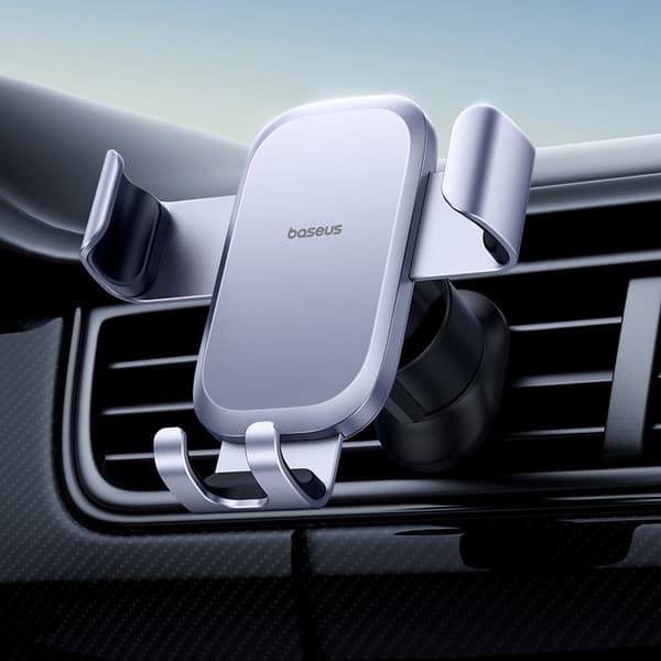 Baseus Metal Gravity Bilholder Luftventilatorstativ til iPhone Xiaomi Samsung Huawei Realme Silver