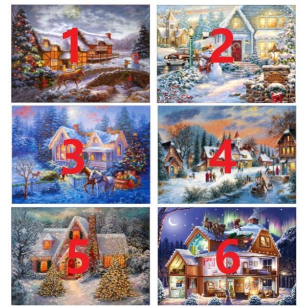 5D Diamond Painting Winter House Christmas Snow- 6 malli Model 3