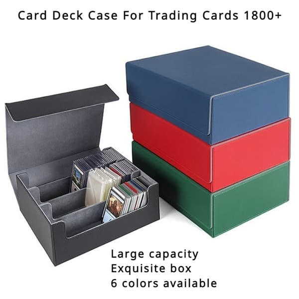Opbevaringsboks til 1800+ samlekort PU læder Commander Card Deck Case Magnetisk lukning Kortholder Passer til Magic Game Cards red - Inner Grey