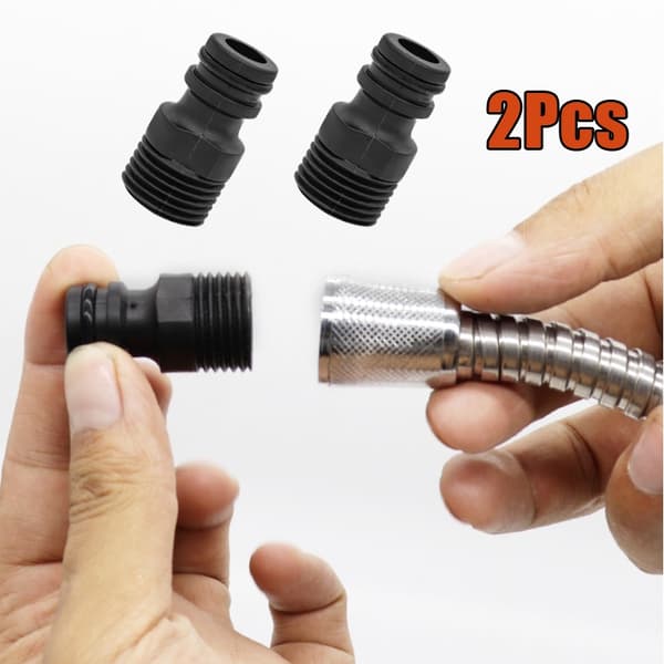 2 stk. BSP gevindskåret haneadapter havevandslange hurtig rørforbindelse universal slangeforlængertilbehør black-2pcs