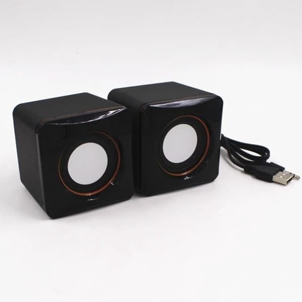 Firkantet minihøjttaler Bærbar stationær computer Bærbar mini USB-højttaler Black