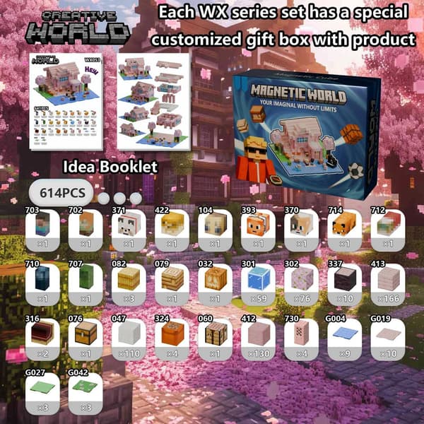 Magnetiska byggklossar för barn 3+ - DIY Pixel-modeller & STEM-leksaker med bottenplatta WX036-72pcs