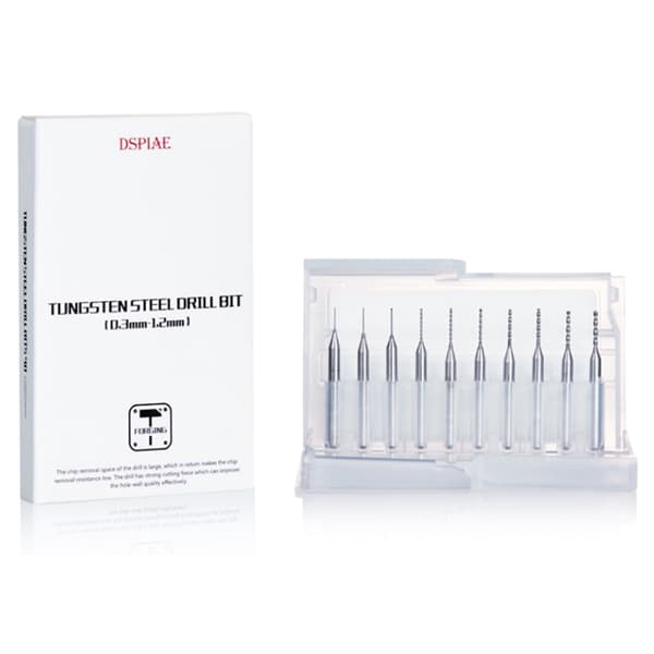 DSPIAE DB-03 Borehoved 0,3-1,2 mm Modelværktøj Sølv Håndværktøj Hobbytilbehør 10-delt set