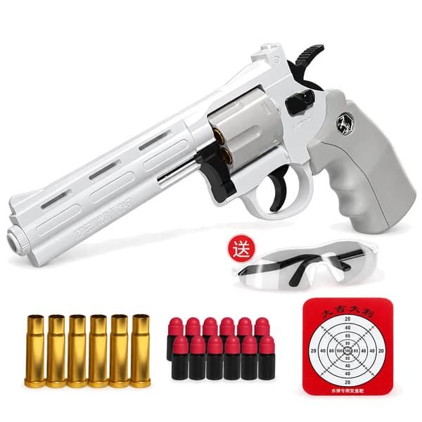 ZP5 Soft Bullet Revolver -lelupistooli lapsille ja aikuisille - 357-malli, jossa simuloitu heitto White