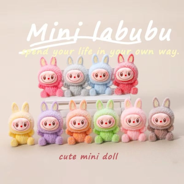 Labubu Macaron kynitty mini-nukkeverholaatikko karkkiväri käsintehty malli pöytäkone hieno koristeellinen salaperäinen laatikko oheislahjat 1 set 10 pcs